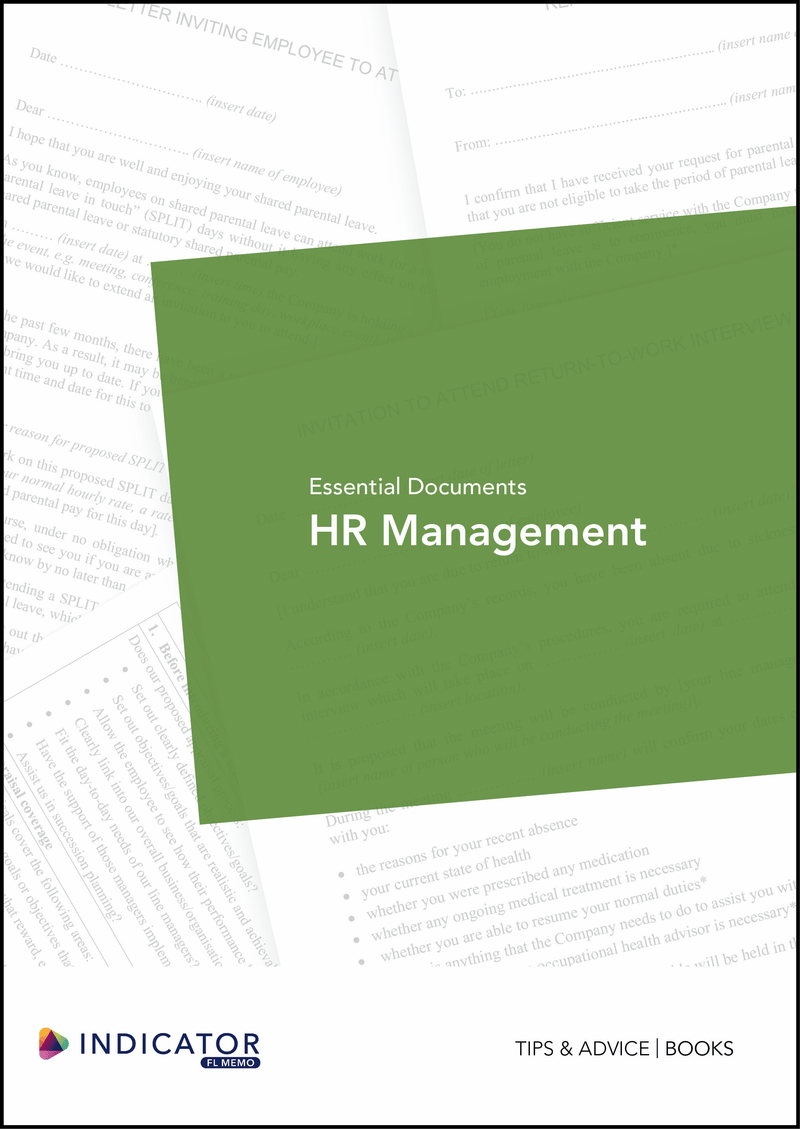 Book cover of 'Essential Documents HR Management' with a green section on a white background