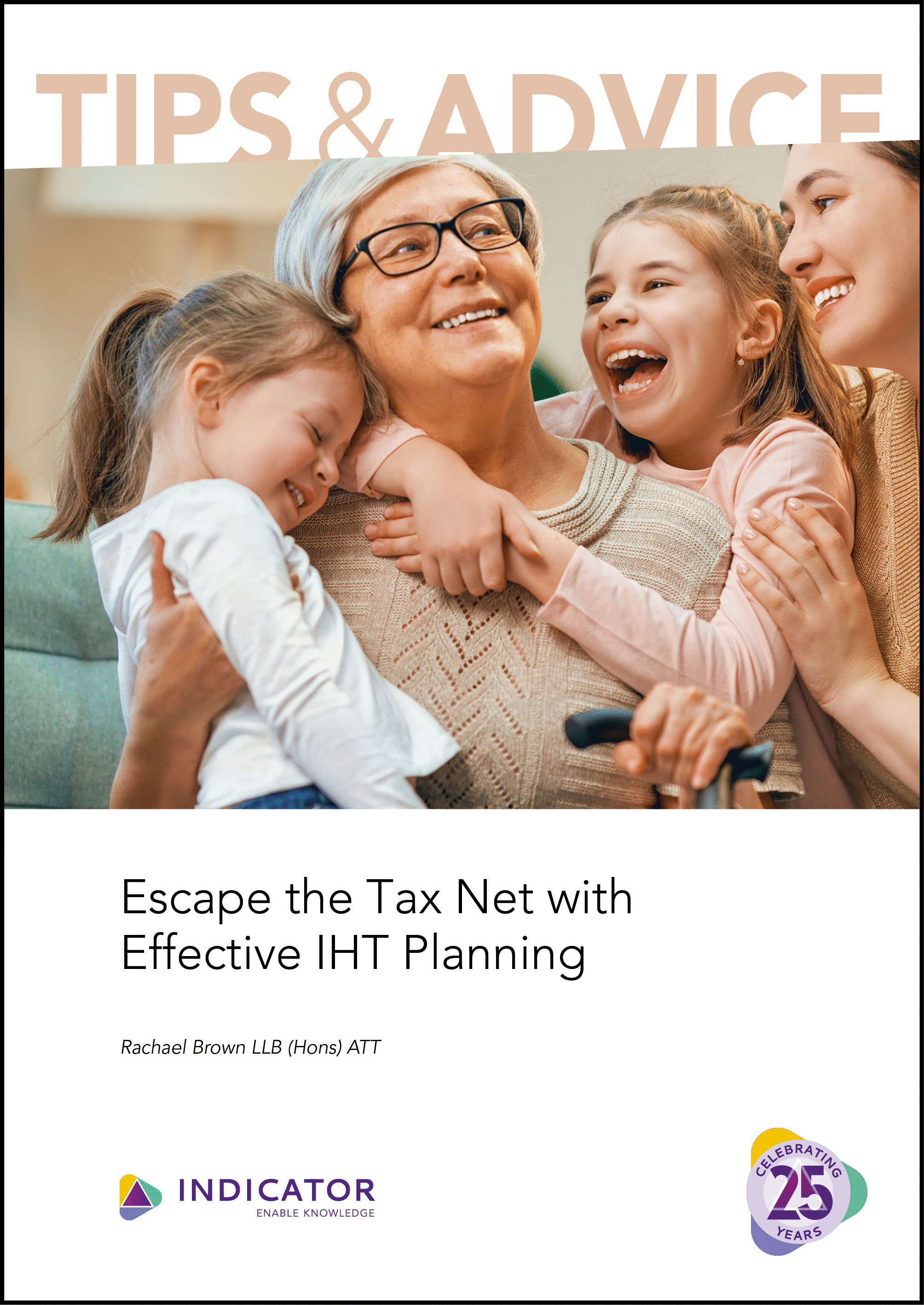 Book cover with a family on a couch and text about tax planning advice.