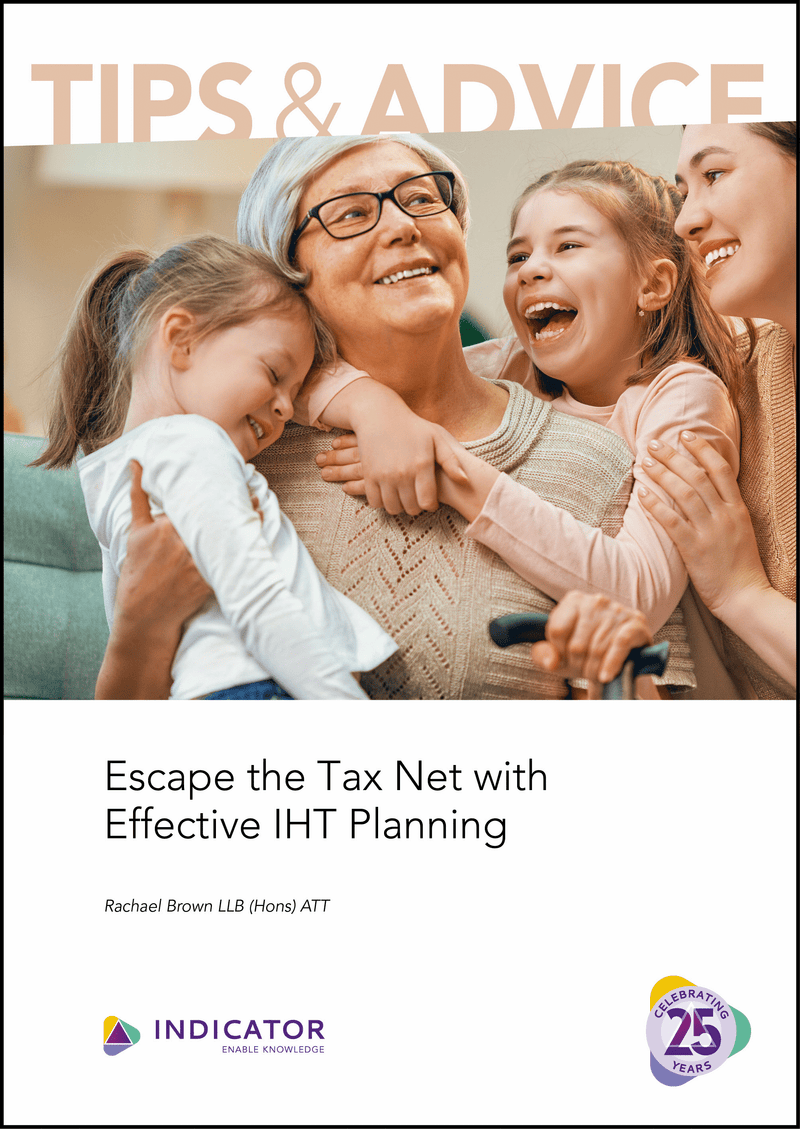 Book cover with a family on a couch and text about tax planning advice.
