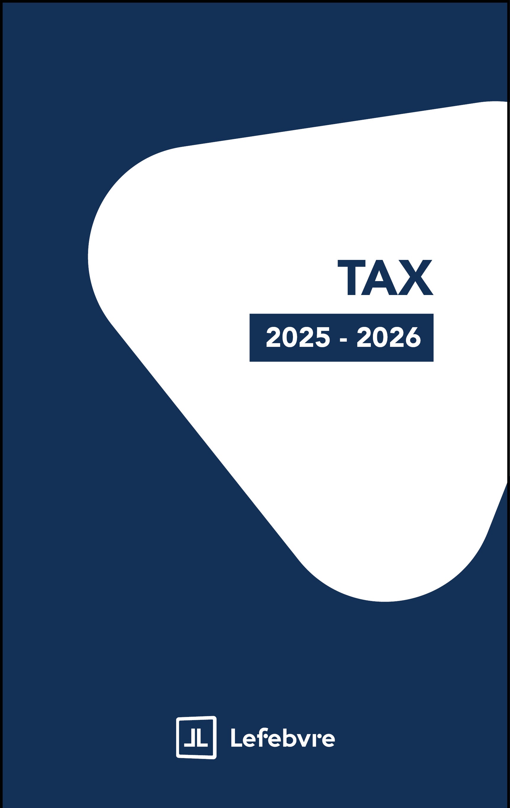 Tax book cover for 2025-2026 with Lefebvre logo on a blue background