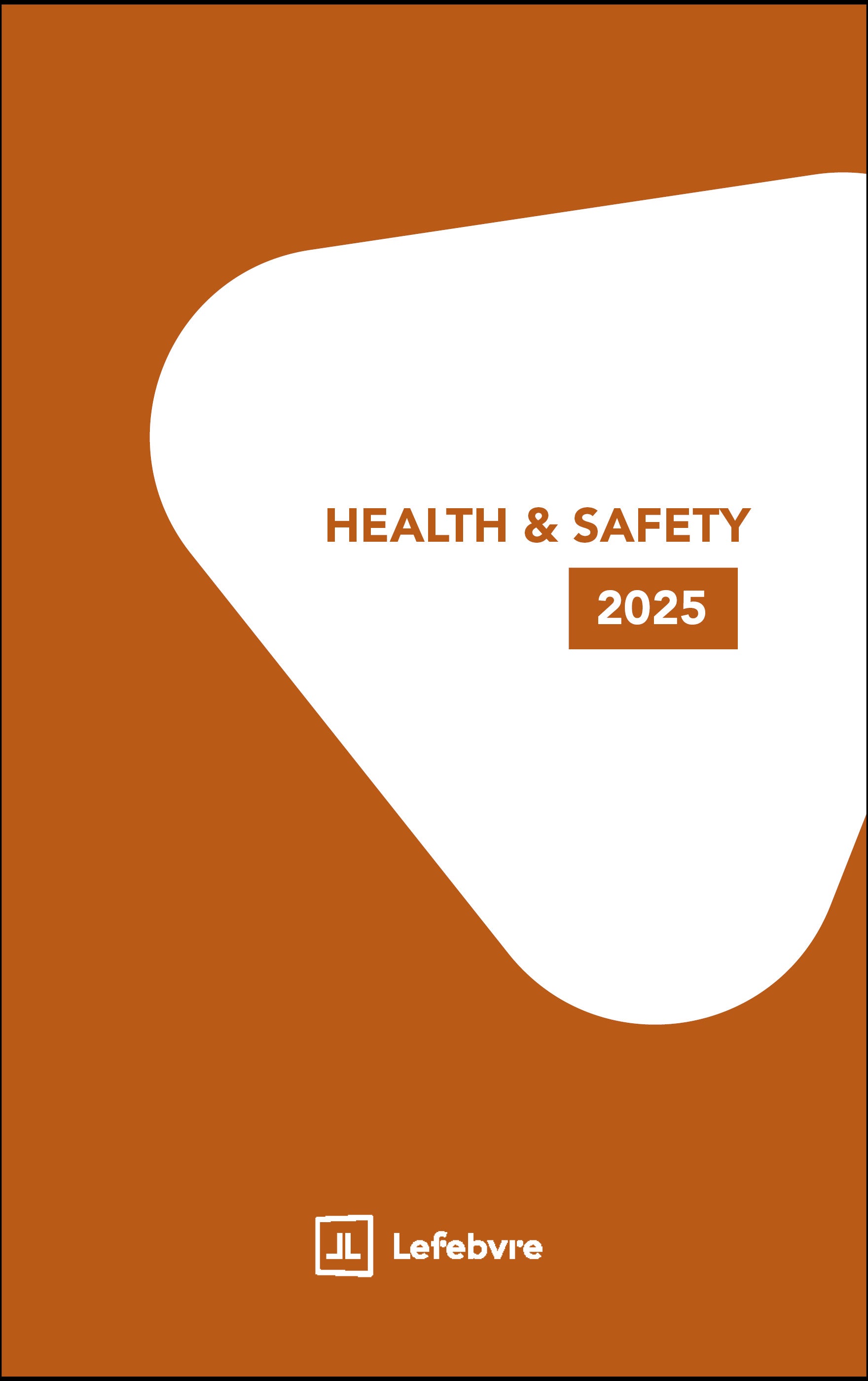 Book cover with 'Health & Safety 2025' text on a brown background