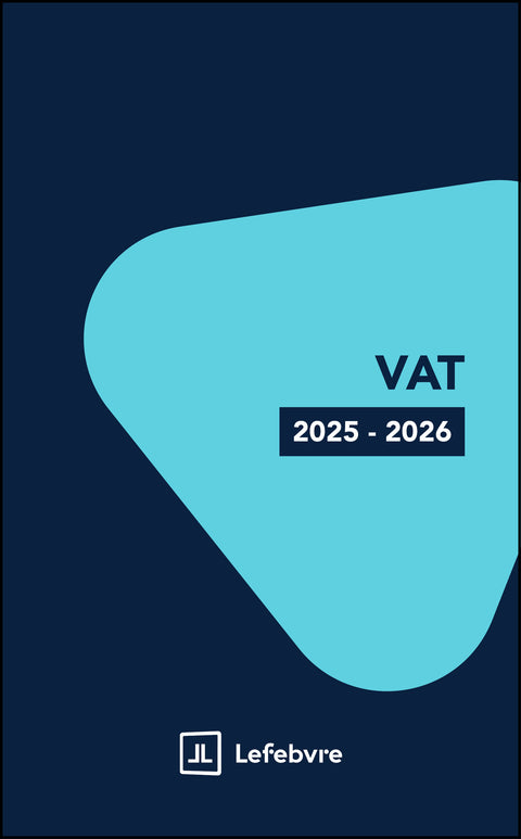 VAT book cover with blue abstract design and Lefebvre logo on a dark blue background