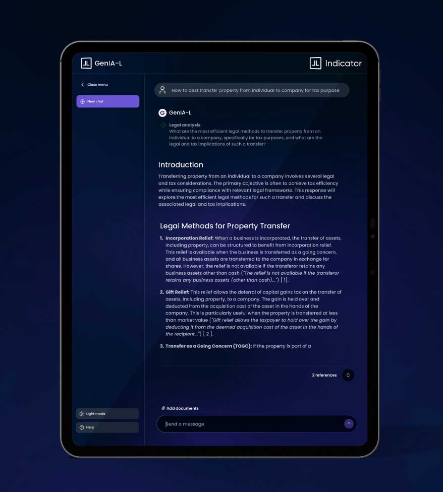 Digital interface on a tablet screen with text and options on a dark background