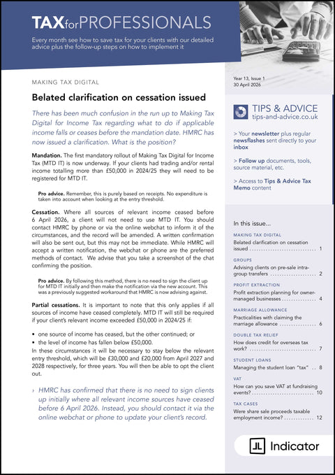 Tax publication for professionals with digital tax information and contact details.