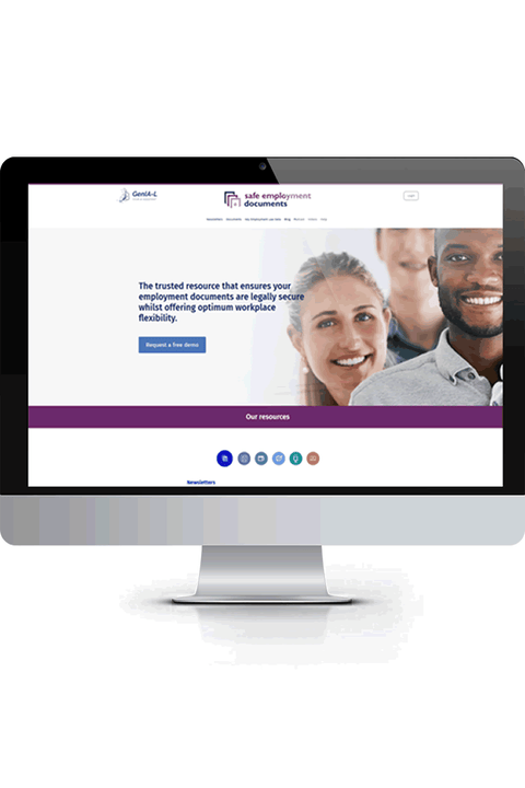 Computer monitor displaying a website with a focus on employment documents.